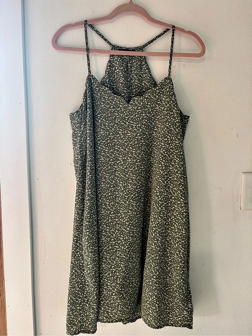 Very J Printed Halter Mini Dress in Green